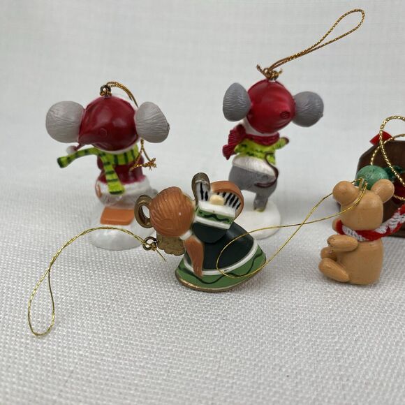 Lot Of 9 Vintage Christmas Ornaments- Bradford Mice - Bears Angels Clock Snowman - Picture 14 of 16